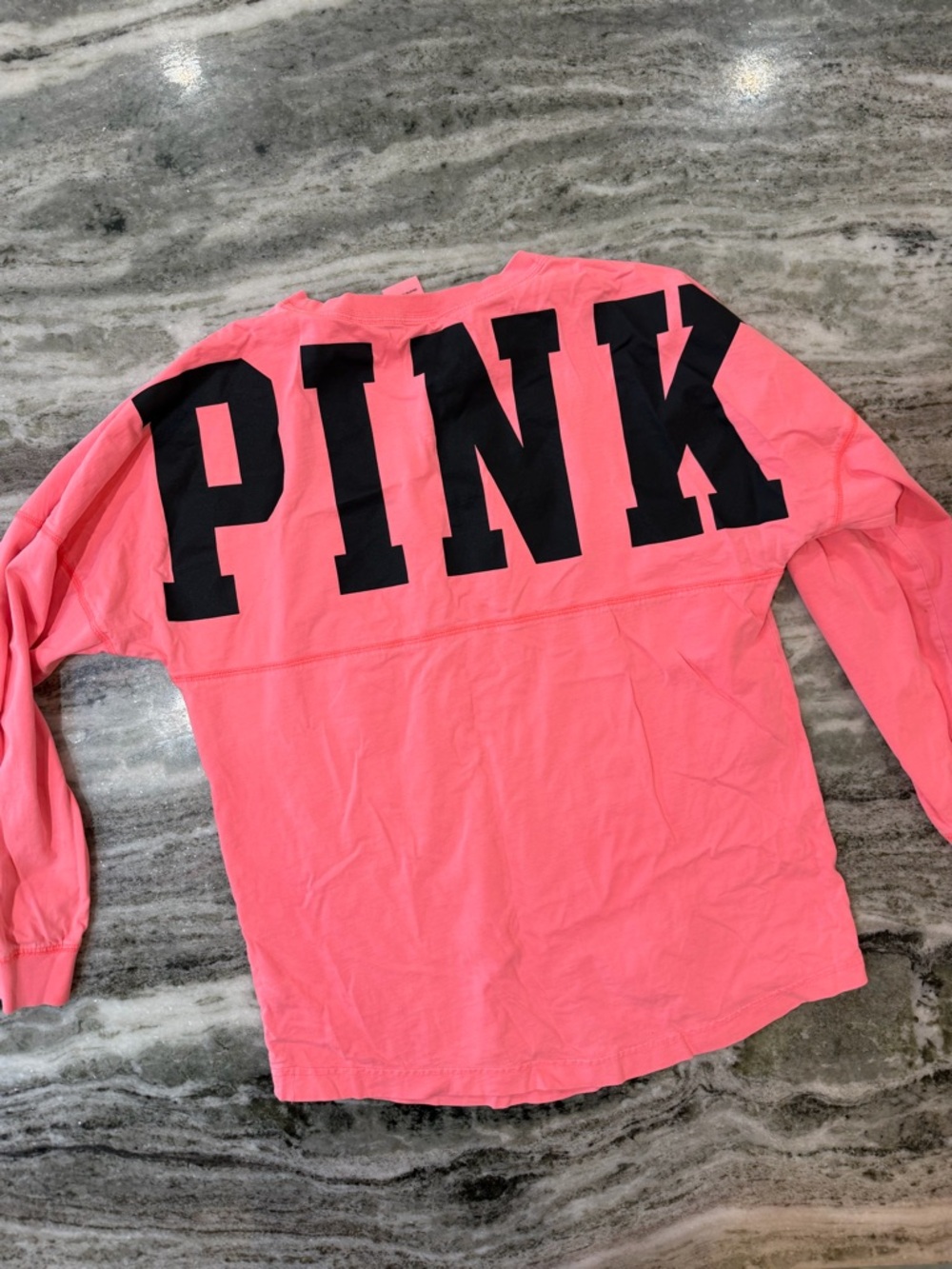 Victoria's Secret PINK Coral Pink Long Sleeve Tee Size Medium - Picture 4 of 4